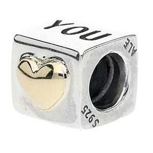 Pandora Silver I Love You Charm with 14k Gold Heart